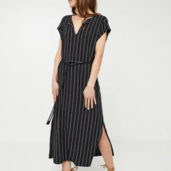 Robe Longue Ceinturée - Noir -Promos Sublisca Magasin 001000693 001 V3 T4