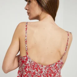 Robe Longue Volantée À Fines Bretelles - Rouge -Promos Sublisca Magasin 001000694 001 V4 T4