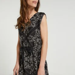 Robe Longue Fendue, Sans Manches - Noir 7 Robe Longue Fendue, Sans Manches - Noir -Promos Sublisca Magasin 001000695 001 V4 T4