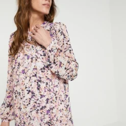 ESPRIT Robe Fluide Volantée, Manches Longues - Lilas -Promos Sublisca Magasin 001000698 001 V4 T4