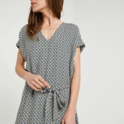 Robe Fluide Ceinturée - Marron -Promos Sublisca Magasin 001000704 001 V4 T4