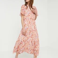 Robe Décolletée À Volants Étagés - Ecru -Promos Sublisca Magasin 001000906 001 V3 T4