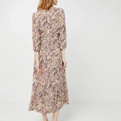 Robe Longue Volantée,motif Fleuri - Camel -Promos Sublisca Magasin 001001019 001 V2 T4