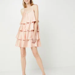 Molly Bracken Robe Courte Satinée Volantée - Rose -Promos Sublisca Magasin 001001023 001 V3 T4