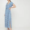 Robe Longue Fleurs Monochromes - Bleu