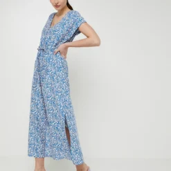 Robe Longue Fleurs Monochromes - Bleu -Promos Sublisca Magasin 001001025 001 V3 T4