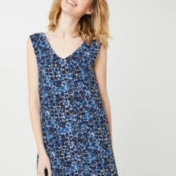 Molly Bracken Robe Chasuble Imprimé All-over Fleuri - Bleu Marine