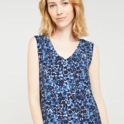 Molly Bracken Robe Chasuble Imprimé All-over Fleuri - Bleu Marine -Promos Sublisca Magasin 001001027 001 V4 T4