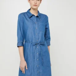 ONLY Robe Chemise Aspect Denim - Bleu