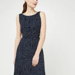 ESPRIT Robe En Voile Imprimé, Taille Effet Drapé En Polyester Recyclé - Bleu