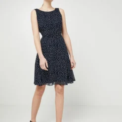 ESPRIT Robe En Voile Imprimé, Taille Effet Drapé En Polyester Recyclé - Bleu -Promos Sublisca Magasin 001001029 002 V3 T4