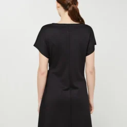 Robe Droite Molleton Ceinture À Nouer - Noir -Promos Sublisca Magasin 001001031 001 V2 T4