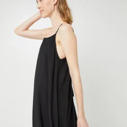 Molly Bracken Robe Longue Évasé Unie, Dos Échancré - Noir -Promos Sublisca Magasin 001001178 001 V4 T4