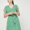 ONLY Robe Droite En Voile Imprimé Végétal, Décolleté Dos - Vert