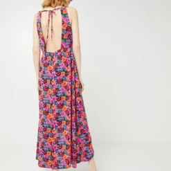 Molly Bracken Robe Longue Portefeuille, Dos Nu, Imprimé Floral - Violet -Promos Sublisca Magasin 001001181 001 V2 T4