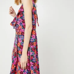 Molly Bracken Robe Longue Portefeuille, Dos Nu, Imprimé Floral - Violet -Promos Sublisca Magasin 001001181 001 V4 T4