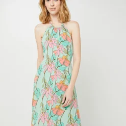 Molly Bracken Robe Courte Évasée, Dos Nu, Imprimé Floral - Vert
