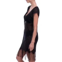 FANTASIE Robe De Plage Tunique Avec Franges Antheia - Noir -Promos Sublisca Magasin 001001389 002 V2 T4