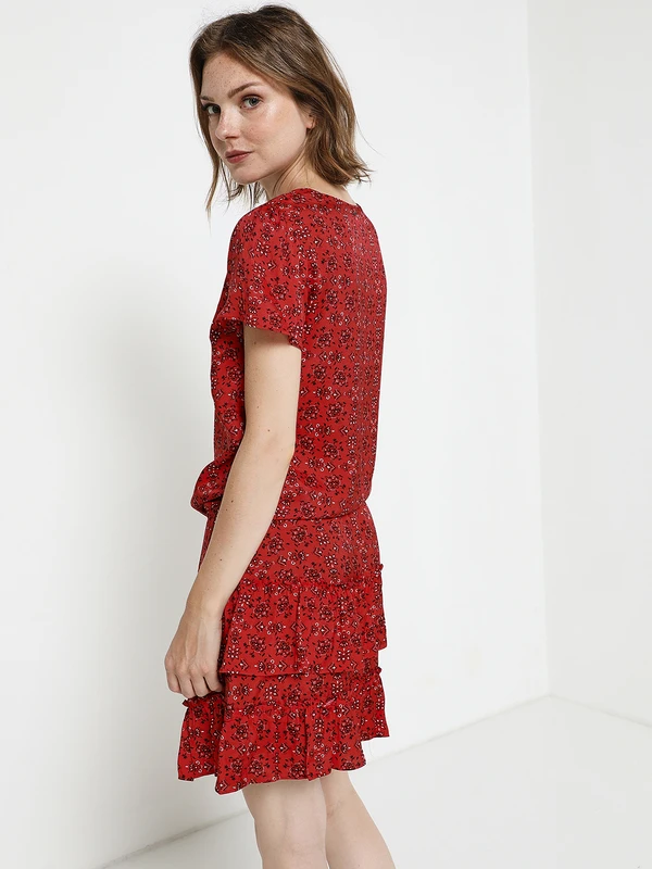 Ikks Robe Taille Basse Volantée - Rouge Bordeaux 2 Ikks Robe Taille Basse Volantée - Rouge Bordeaux – Image 2