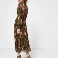 Robe Longue En Voile Imprimé Néo Léopard - Vert Kaki -Promos Sublisca Magasin 001004419 001 V2 T4