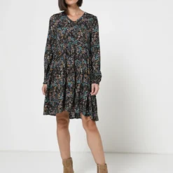 Robe Babydoll Imprimée - Noir -Promos Sublisca Magasin 001004424 001 V4 T4