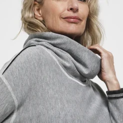 Robe Ample En Molleton Chiné Col Boule - Gris -Promos Sublisca Magasin 001004435 001 V2 T4