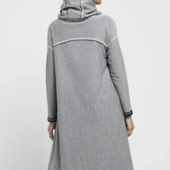 Robe Ample En Molleton Chiné Col Boule - Gris -Promos Sublisca Magasin 001004435 001 V4 T4