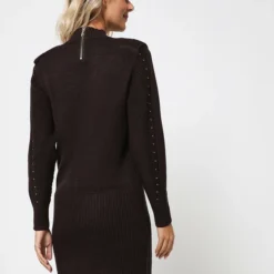 KAPORAL Robe En Tricot Uni Décor Clous - Marron 5 KAPORAL Robe En Tricot Uni Décor Clous - Marron -Promos Sublisca Magasin 001004441 001 V2 T4