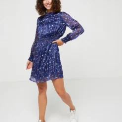 MEXX Robe En Voile Façonné Et Imprimé - Bleu -Promos Sublisca Magasin 001004443 001 V3 T4