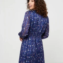 MEXX Robe En Voile Façonné Et Imprimé - Bleu -Promos Sublisca Magasin 001004443 001 V4 T4