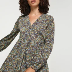 Molly Bracken Robe Blousante Faux Boutonnage - Violet -Promos Sublisca Magasin 001004466 001 V4 T4