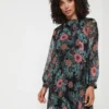 Molly Bracken Robe Plissée Col Lavallière À Imprimé Cachemire - Noir