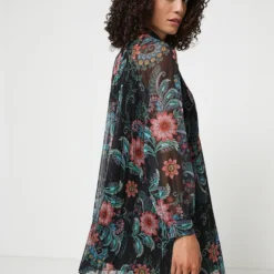 Molly Bracken Robe Plissée Col Lavallière À Imprimé Cachemire - Noir -Promos Sublisca Magasin 001004478 001 V2 T4