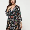 Desigual Robe Ample Imprimée Vignettes - Noir