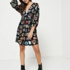 Desigual Robe Ample Imprimée Vignettes - Noir -Promos Sublisca Magasin 001004487 001 V3 T4