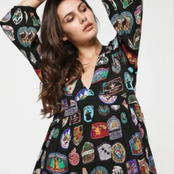 Desigual Robe Ample Imprimée Vignettes - Noir -Promos Sublisca Magasin 001004487 001 V4 T4