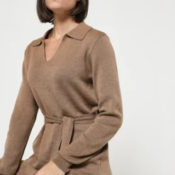 Vila Robe En Tricot Jersey Uni - Camel -Promos Sublisca Magasin 001004497 001 V3 T4