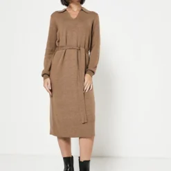 Vila Robe En Tricot Jersey Uni - Camel -Promos Sublisca Magasin 001004497 001 V4 T4