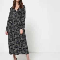 Robe Portefeuille Imprimée - Noir