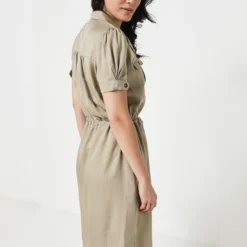 Robe Esprit Saharienne En Lyocell - Vert Kaki -Promos Sublisca Magasin 001004510 001 V4 T4