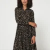 Molly Bracken Robe Chemisier Plissée À Imprimé Léopard - Noir