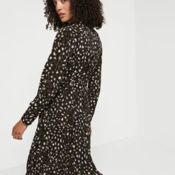 Molly Bracken Robe Chemisier Plissée À Imprimé Léopard - Noir -Promos Sublisca Magasin 001004526 001 V2 T4