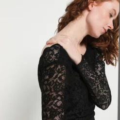 MORGAN Robe Décolleté Dos Avec Dentelle - Noir -Promos Sublisca Magasin 001004531 001 V4 T4