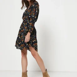 ONE STEP Robe Fluide Imprimée Néo Camouflage - Vert -Promos Sublisca Magasin 001004534 001 V3 T4