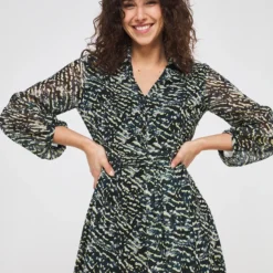 ONE STEP Robe En Voile Imprimé Animalier - Noir -Promos Sublisca Magasin 001004535 001 V4 T4