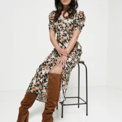 ONLY Robe Fendue En Crêpe Imprimée - Ecru -Promos Sublisca Magasin 001004539 001 V3 T4