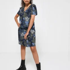Ikks Robe Taille Basse À Imprimé Fleuri - Bleu Marine -Promos Sublisca Magasin 001004551 001 V3 T4