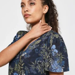 Ikks Robe Taille Basse À Imprimé Fleuri - Bleu Marine -Promos Sublisca Magasin 001004551 001 V4 T4