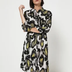 Betty Barclay Robe Chemisier Imprimée Taches - Vert Kaki