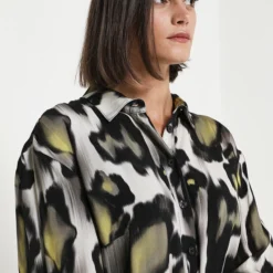 Betty Barclay Robe Chemisier Imprimée Taches - Vert Kaki -Promos Sublisca Magasin 001004553 001 V4 T4